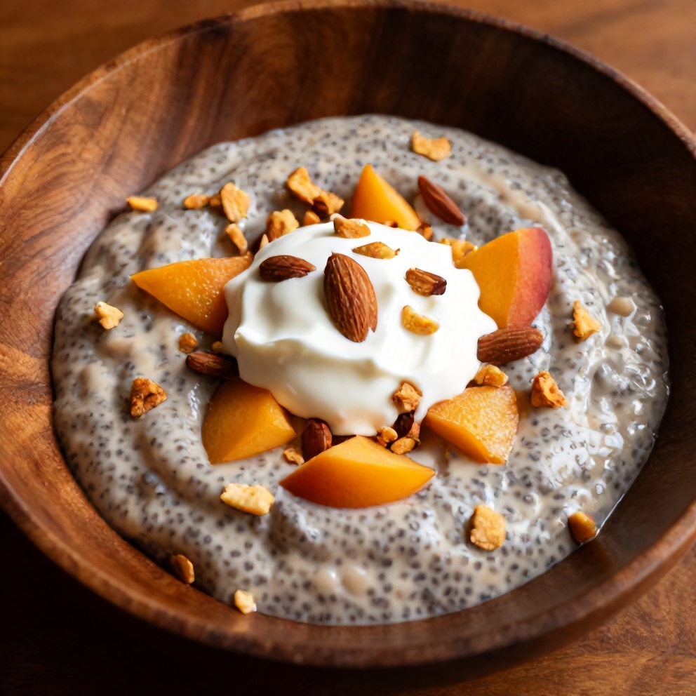 Peach Chia Pudding with Almonds