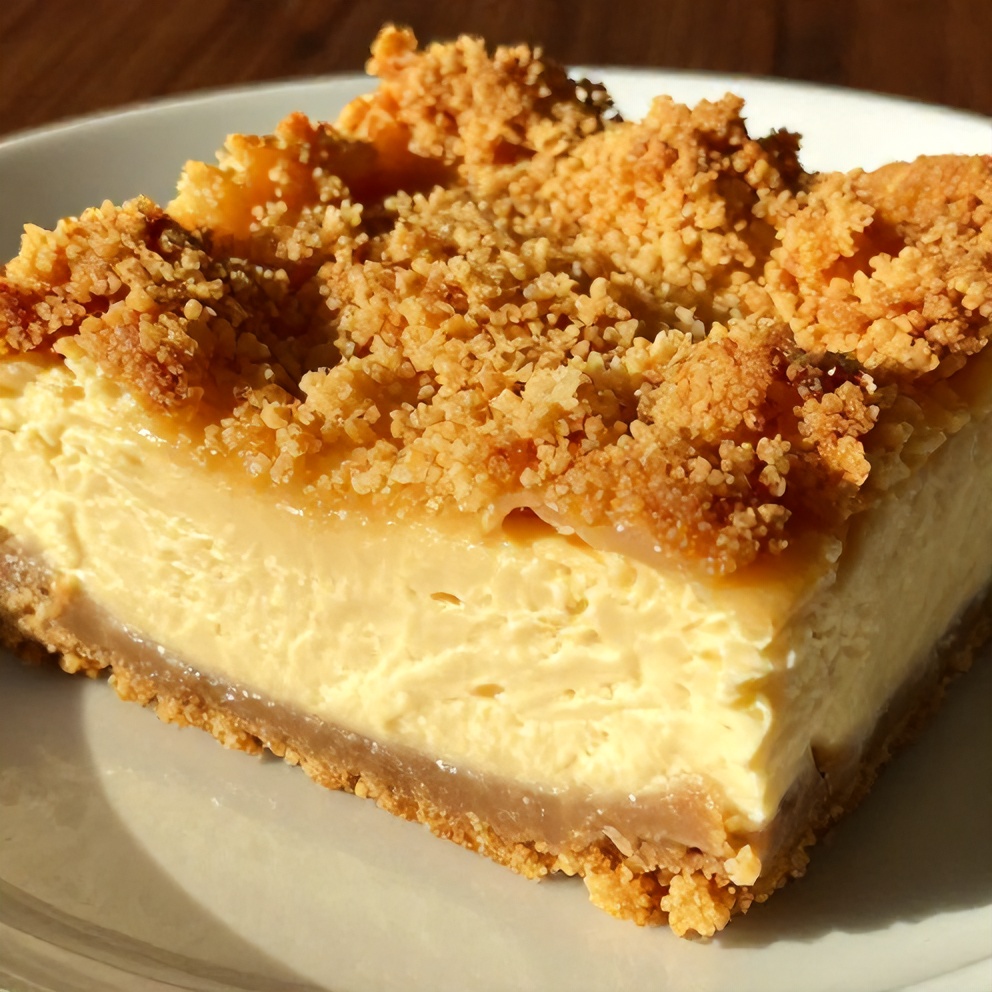 Easy Peach Cobbler Cheesecake Bars