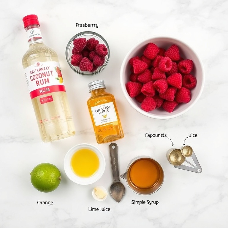 Ingredients for Easy Raspberry Coconut Margarita