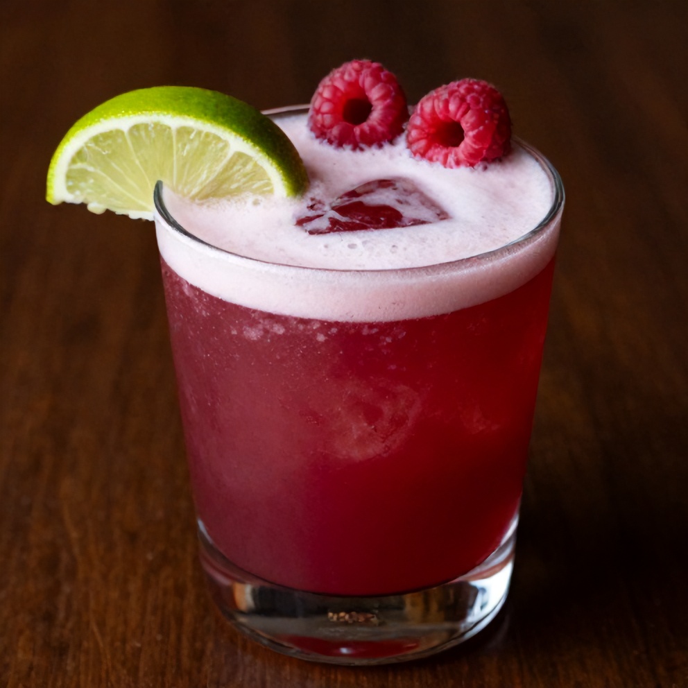 Raspberry Passionfruit Tequila Sour Cocktail in a Glass