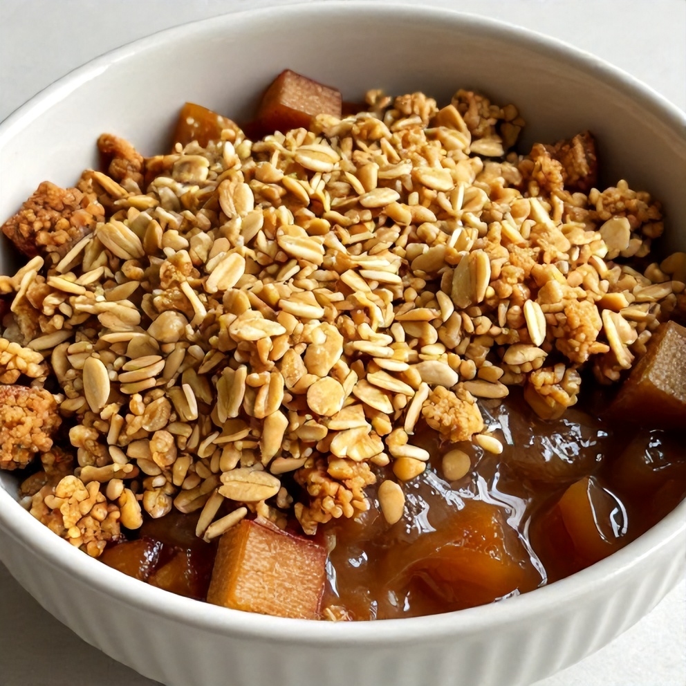 Easy Rhubarb Crisp served in a bowl