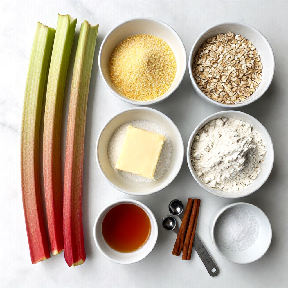 Raw ingredients for Easy Rhubarb Crisp