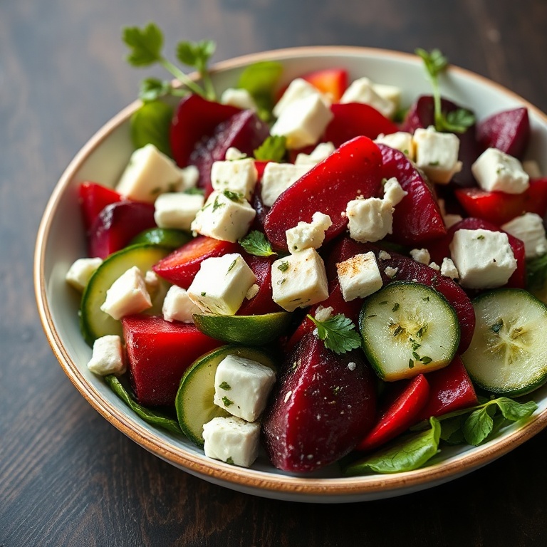 Easy Roasted Beet and Cucumber Salad