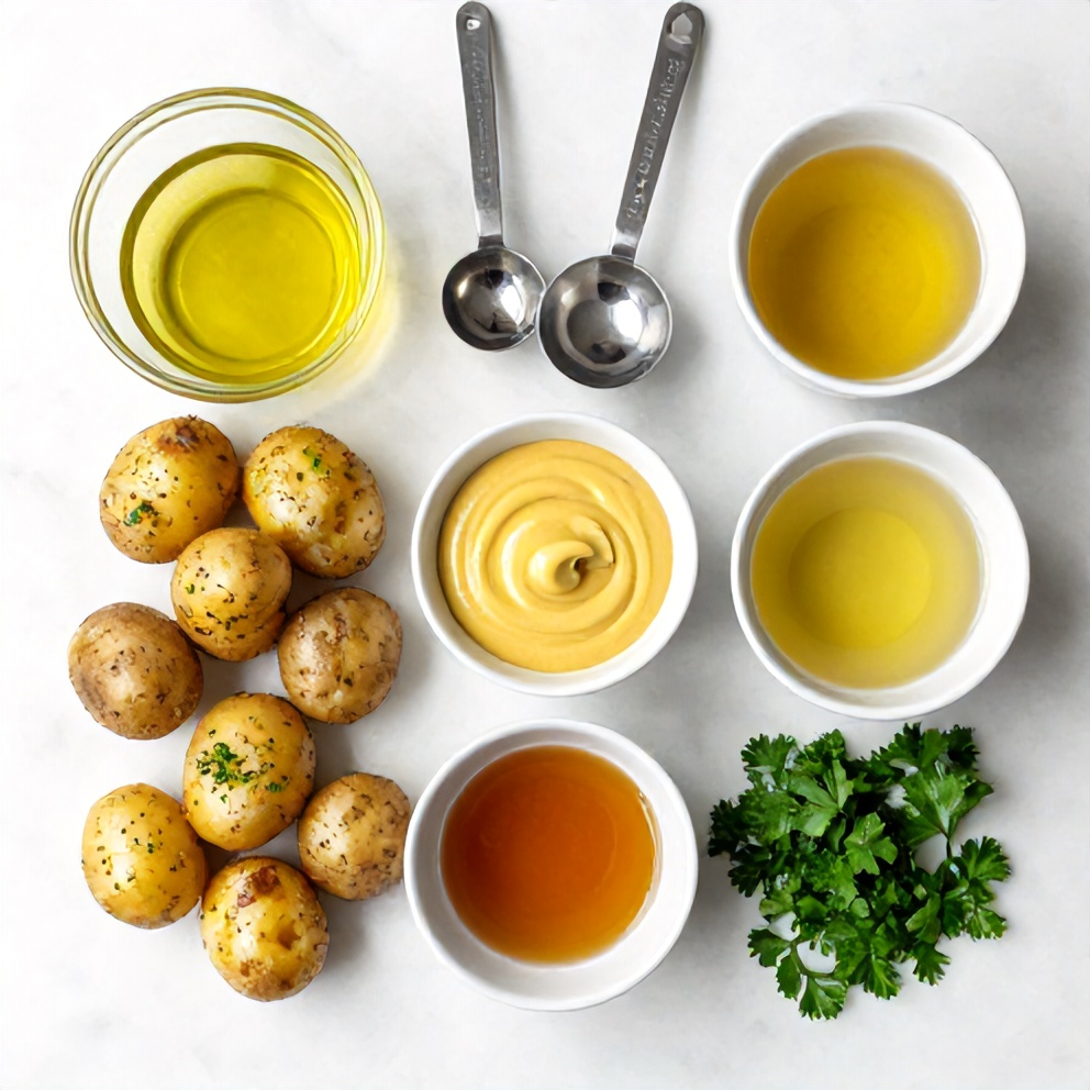 Raw ingredients for roasted potato salad