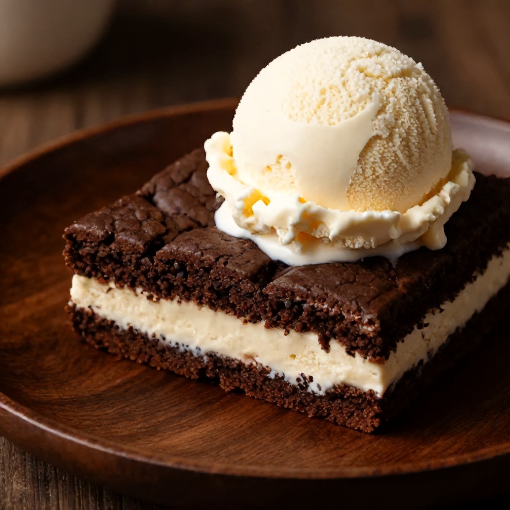 S'mores Cookie Cake on a plate with a scoop of vanilla ice cream