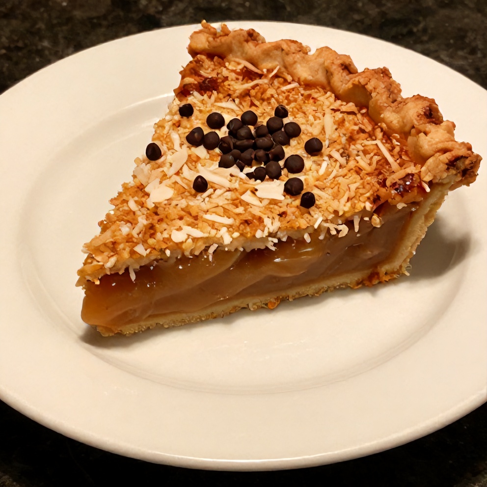 Served Samoa Cookie Pie with Caramel and Coconut