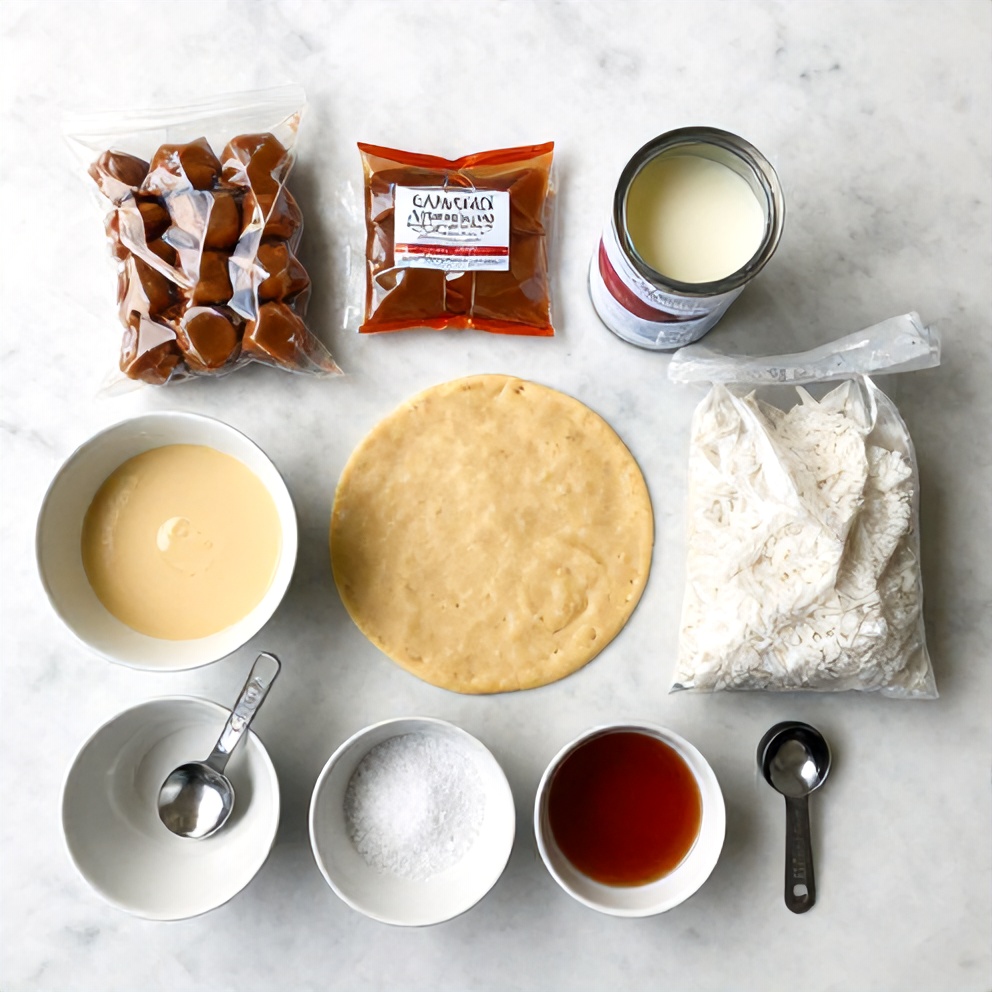 Raw ingredients for Samoa Cookie Pie