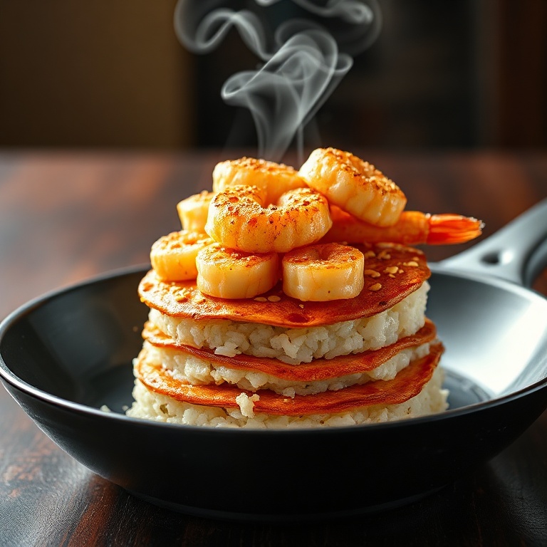 Easy Sesame Shrimp Rice Stacks
