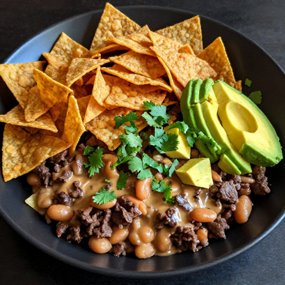 One perfect serving of Easy Slow Cooker Cowboy Casserole on a plate