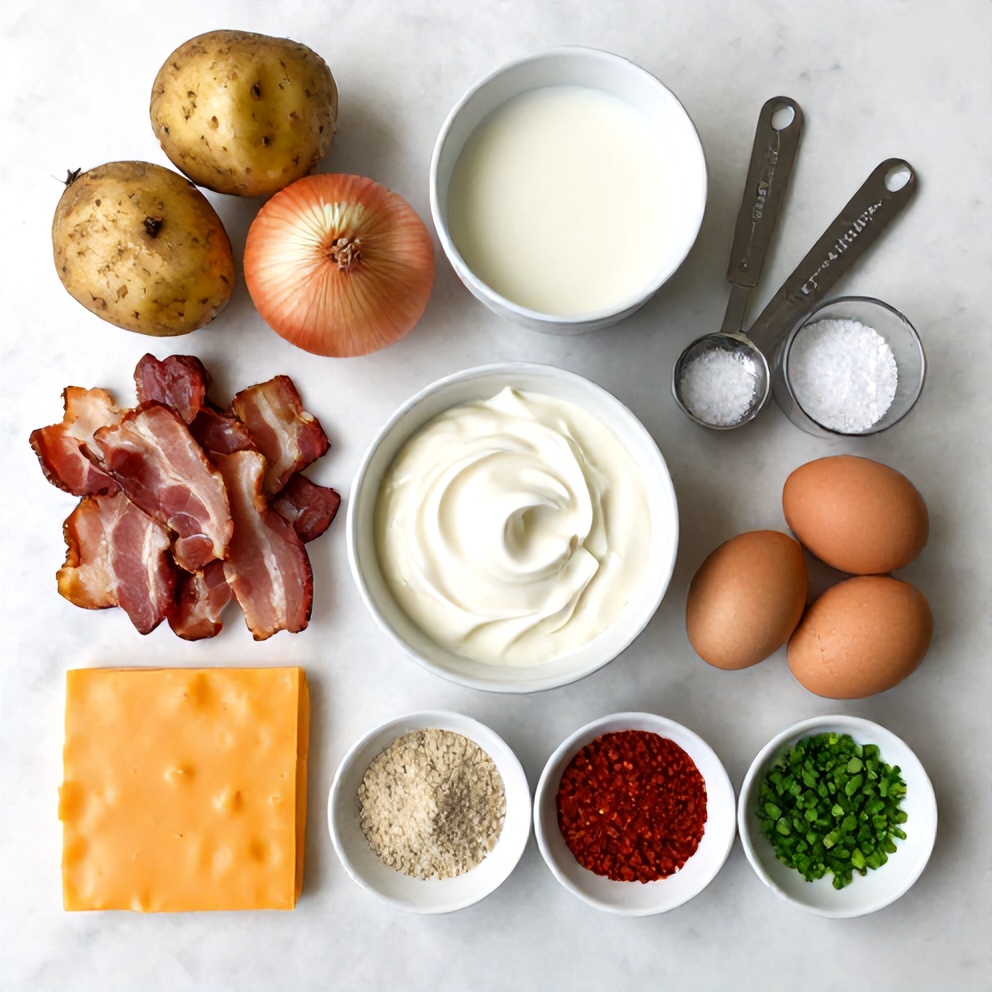 Raw Ingredients for Easy Slow Cooker Potato Casserole