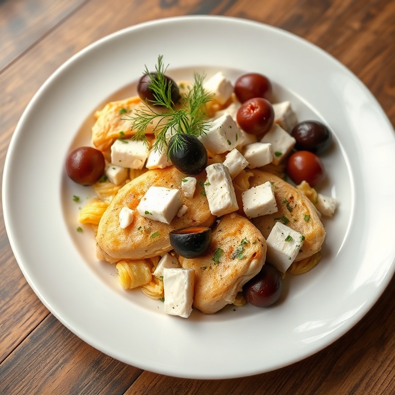 Final Plate of Easy Slow Cooker Greek Chicken