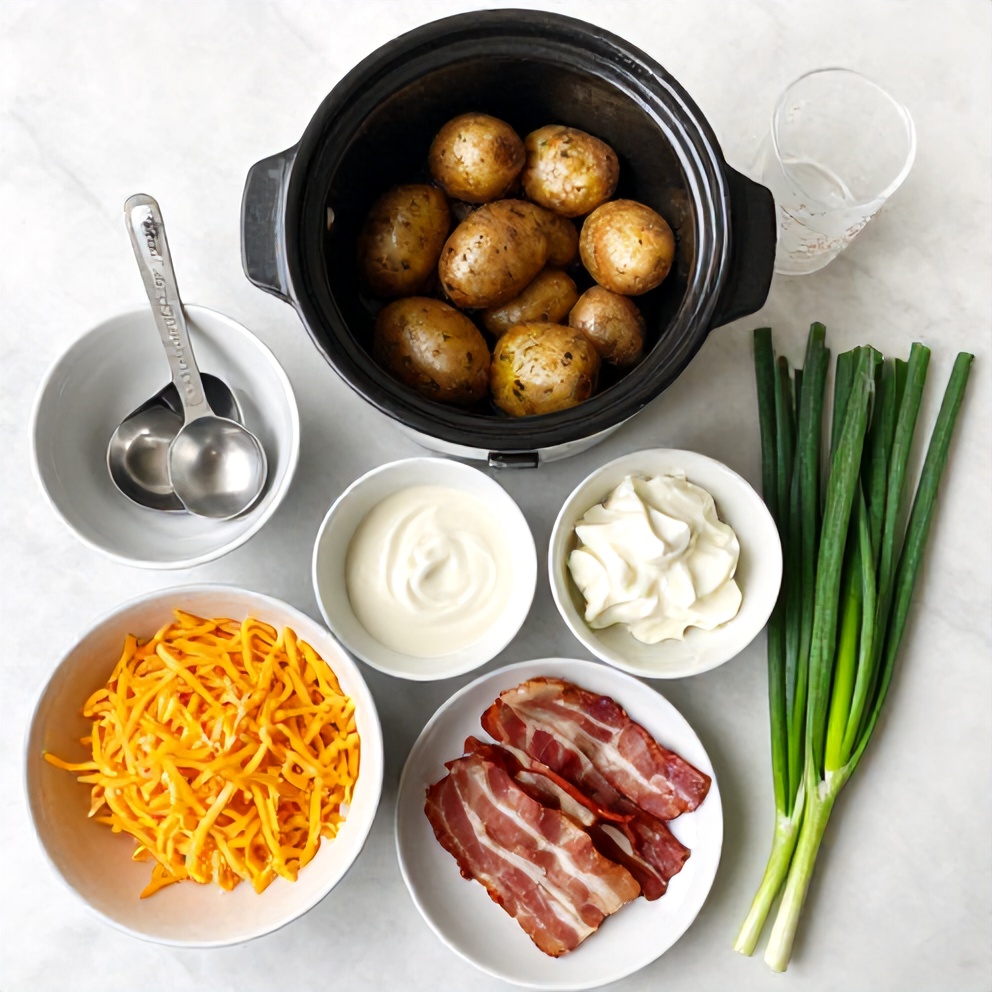 Ingredients for Slow Cooker Loaded Baked Potatoes
