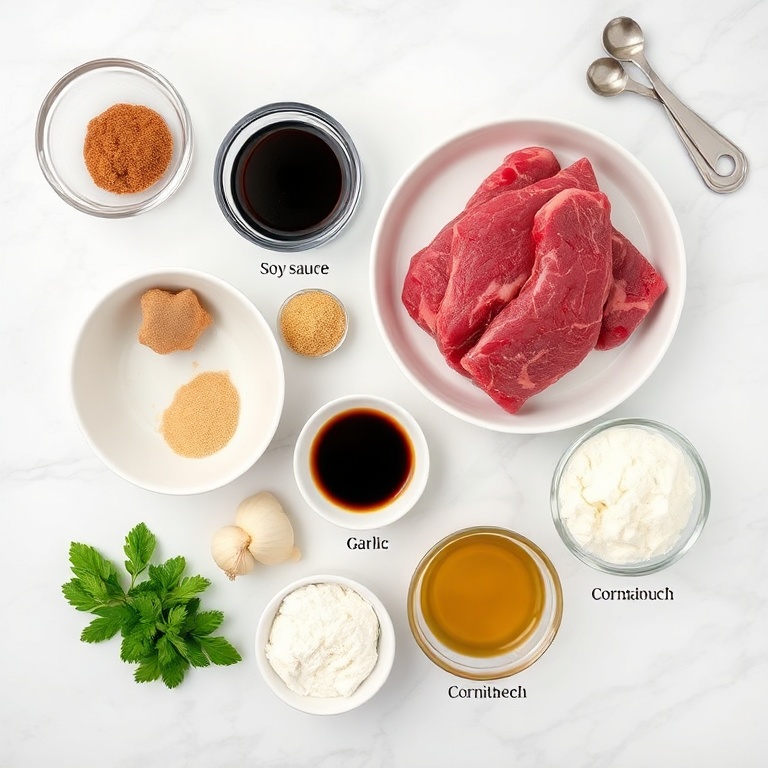 Ingredients for Easy Slow Cooker Mongolian Beef