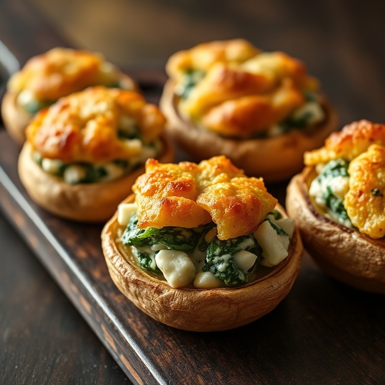 easy spinach and feta stuffed mushrooms