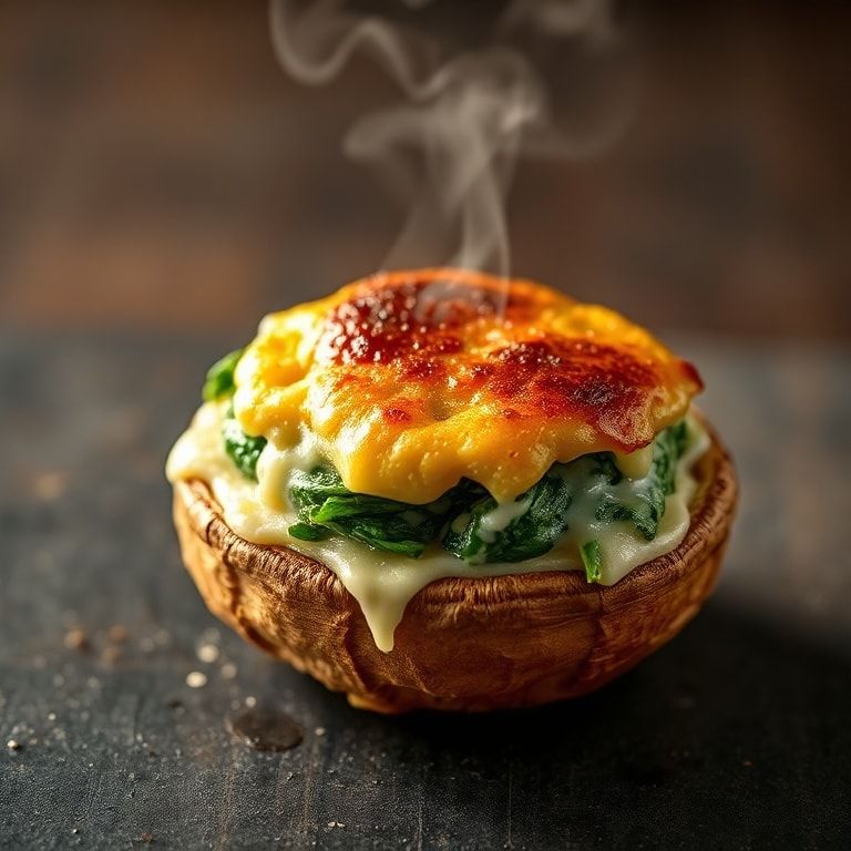 Easy Spinach and Cheese Stuffed Portobello Mushrooms