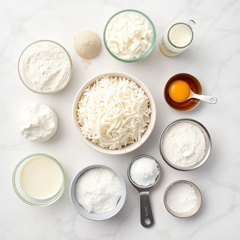 Raw ingredients for sticky coconut cake