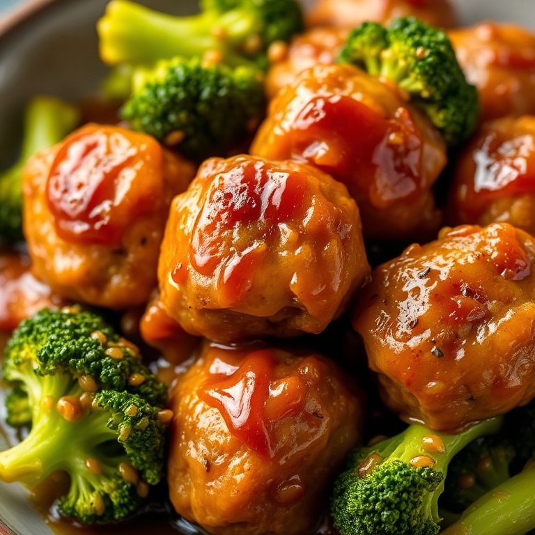 Easy Sticky Mongolian Meatballs