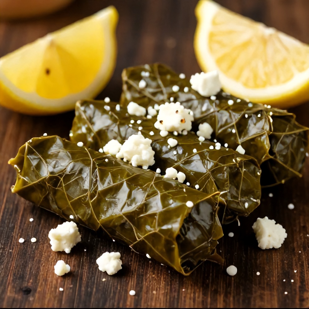 Plated stuffed grape leaves