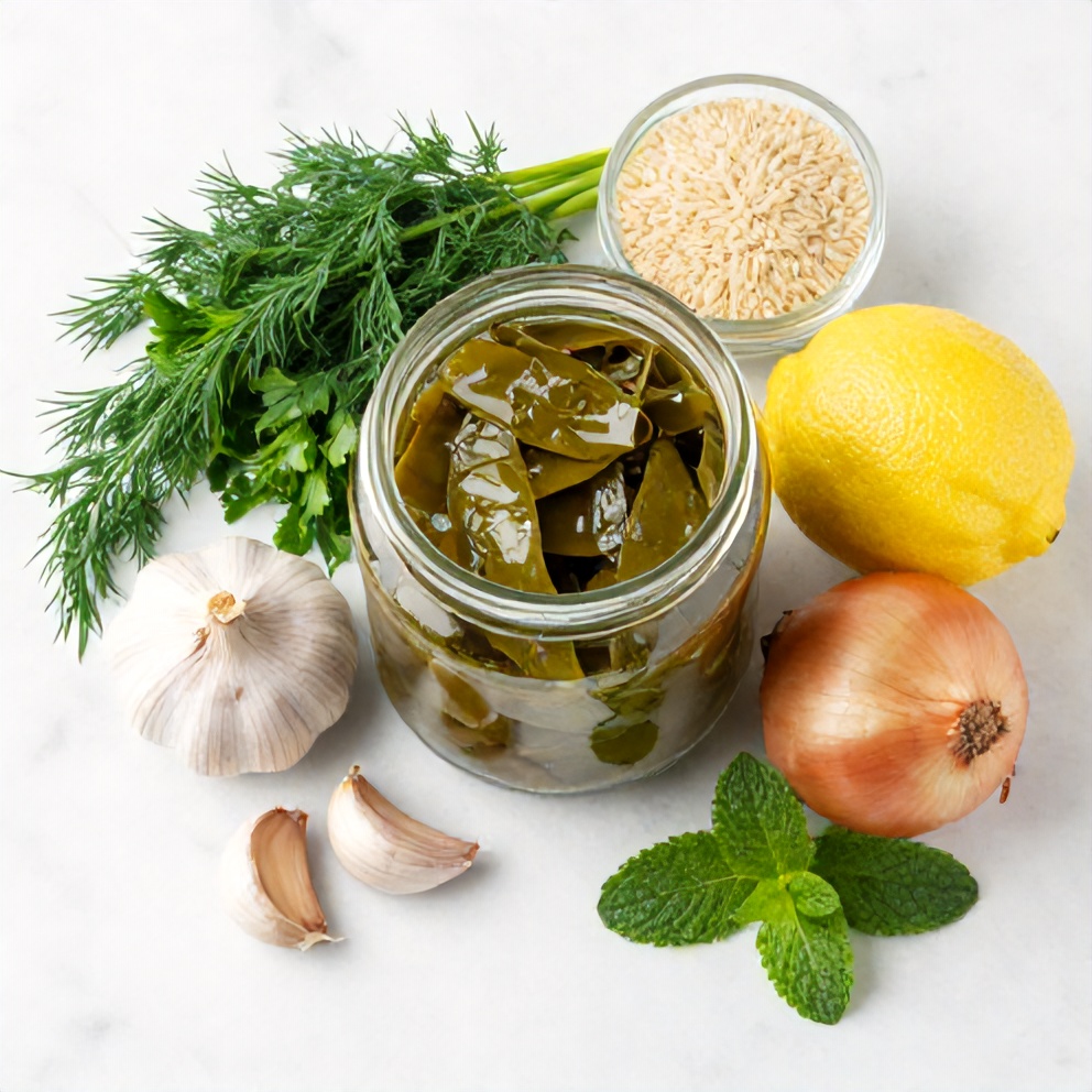 Ingredients for stuffed grape leaves