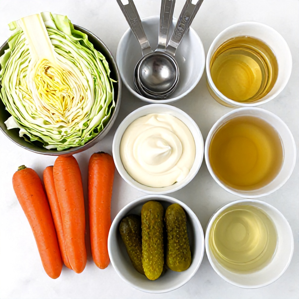 Raw Ingredients for Sweet and Spicy Pickle Slaw