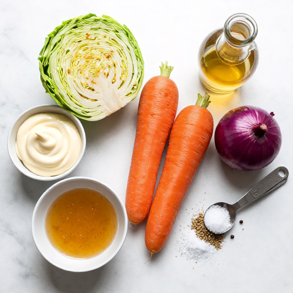 Raw ingredients for Sweet and Spicy Pickle Slaw