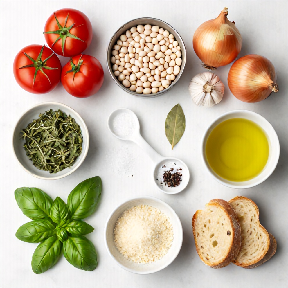 Raw ingredients for Tomato and White Bean Soup