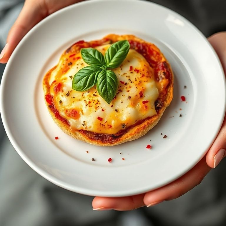 Finished English muffin breakfast pizza