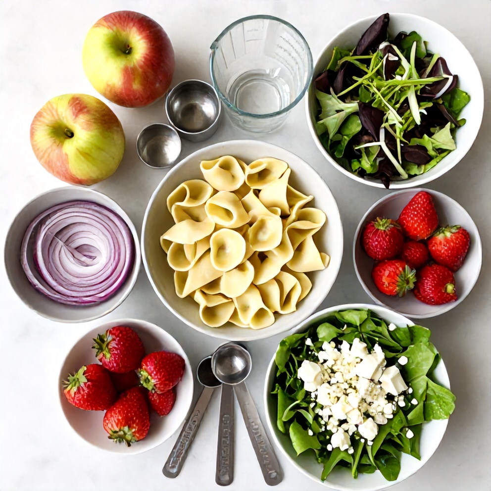 Raw ingredients for Fresh Apple Tortellini Salad