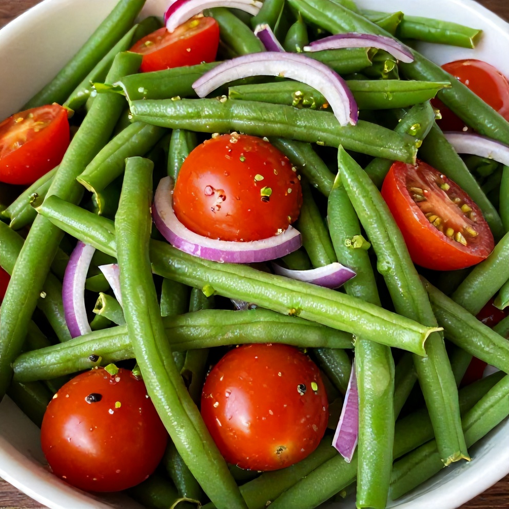 fresh green bean and tomato salad