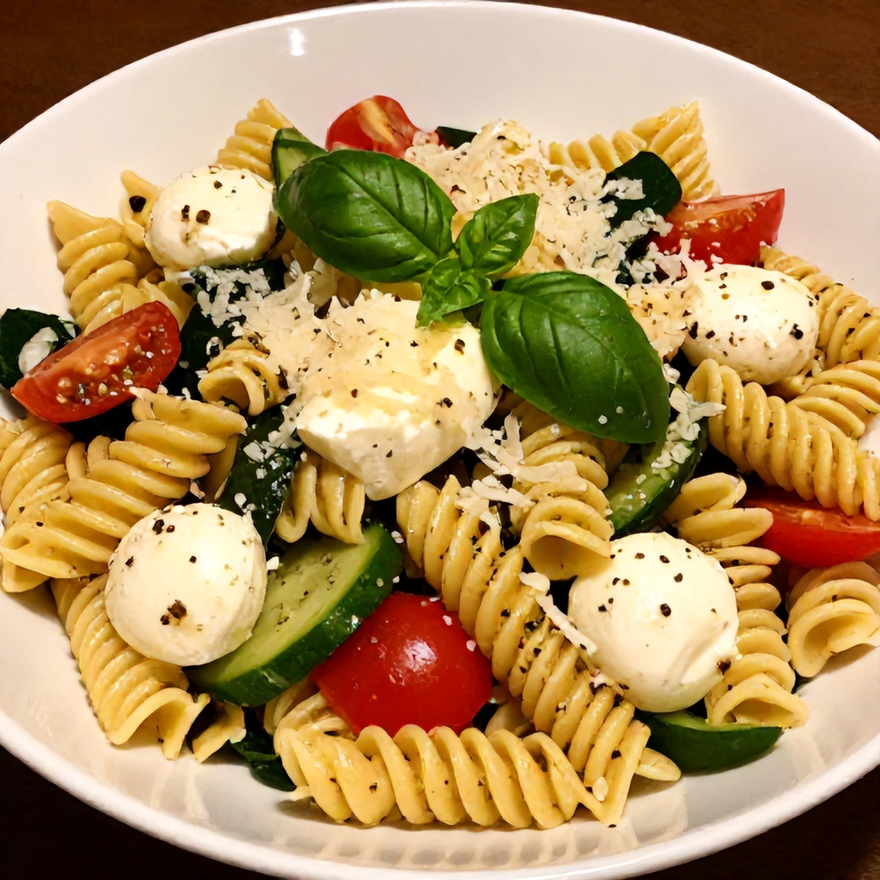 Plated serving of Fresh Italian Pasta Salad