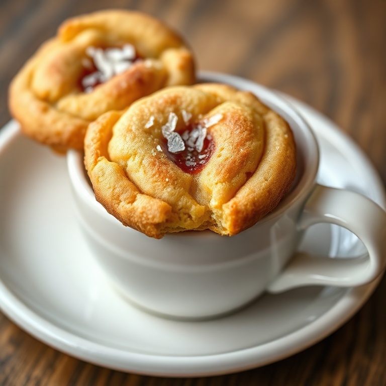 Perfectly baked cookie cups. Topped with a sprinkle of sea salt. Warm and inviting.