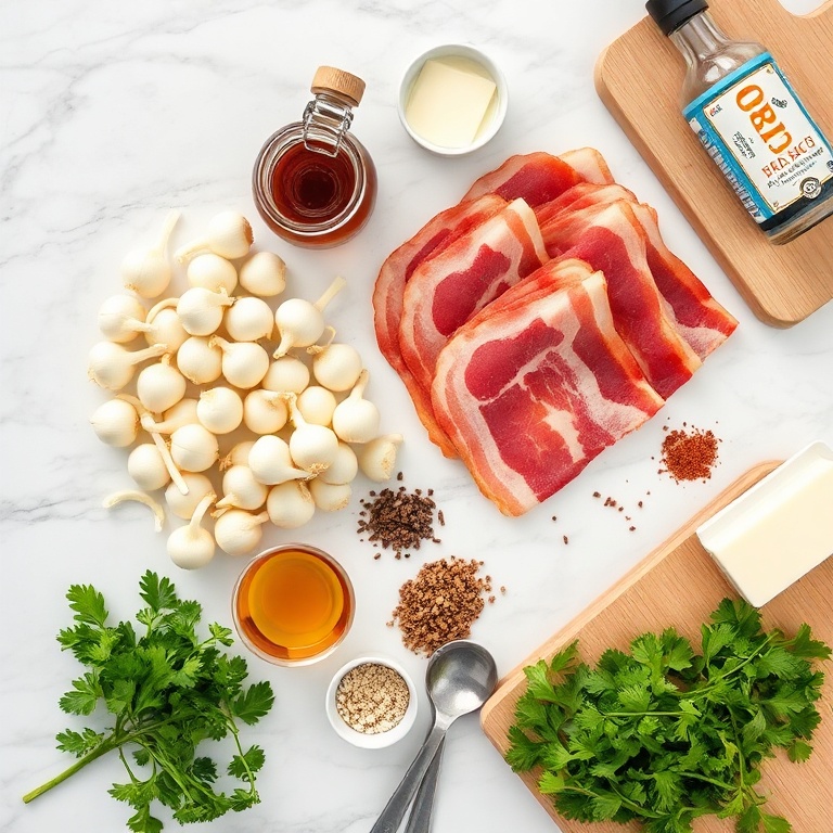 Raw ingredients for honey glazed shallots side dish