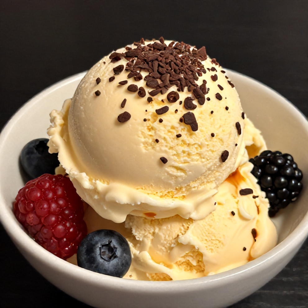 Honey Lavender Ice Cream Served in a Bowl