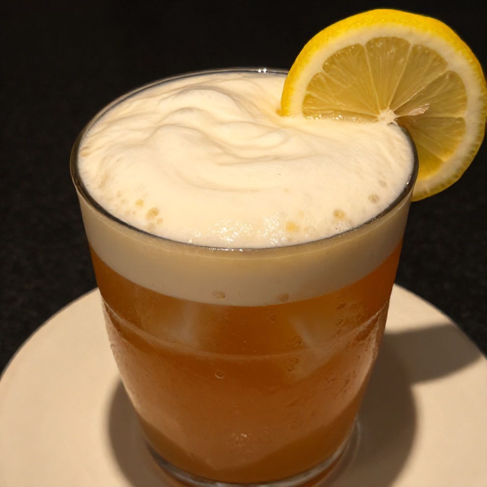 Iced Blue Tea Latte with Vanilla Cold Foam in a glass
