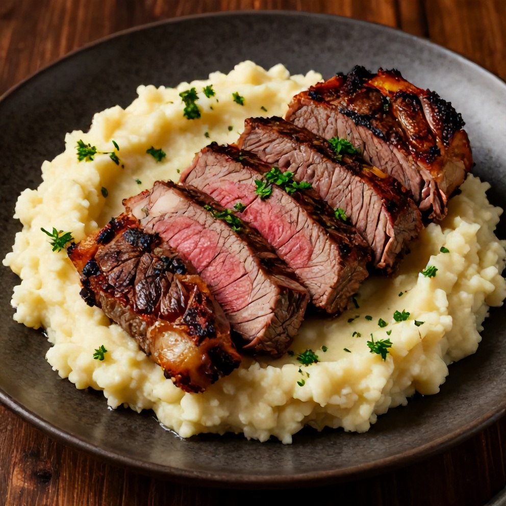 Irish Whiskey Steak with Colcannon Mash