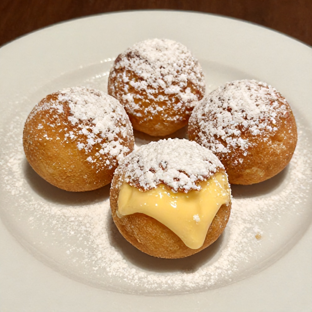 Italian Cream Bombs with Vanilla Custard