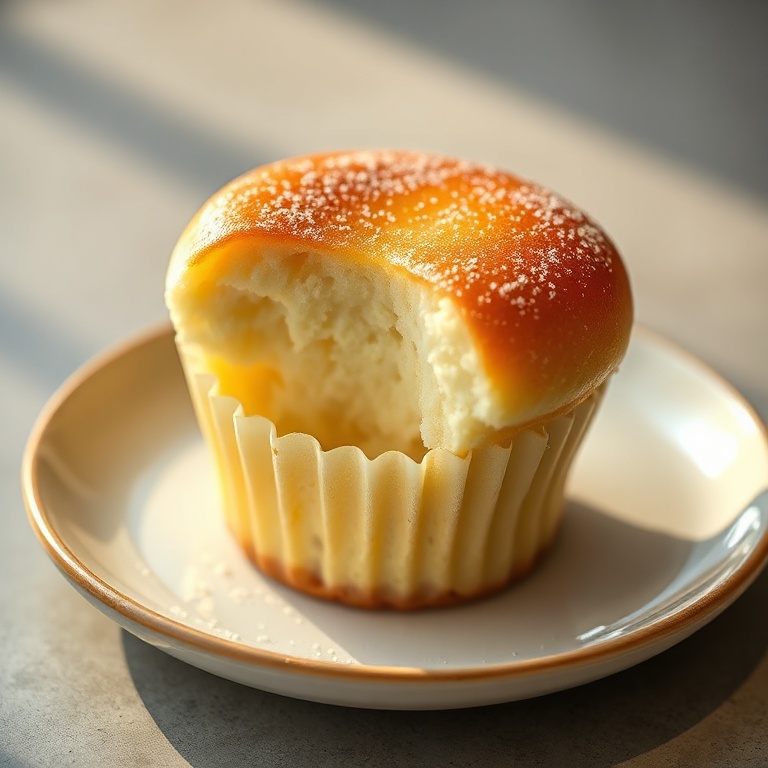Japanese Cotton Cheesecake Cupcakes plated with powder