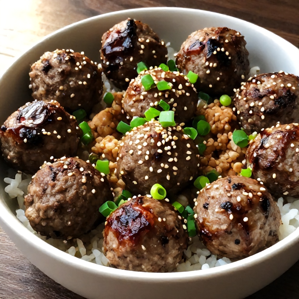 Korean BBQ Meatball Rice Bowls