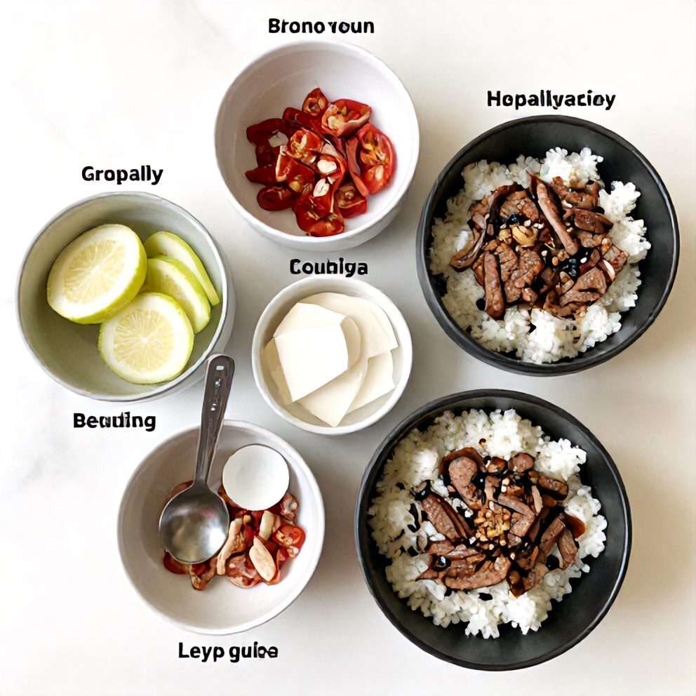 Korean BBQ Steak Rice Bowls Ingredients