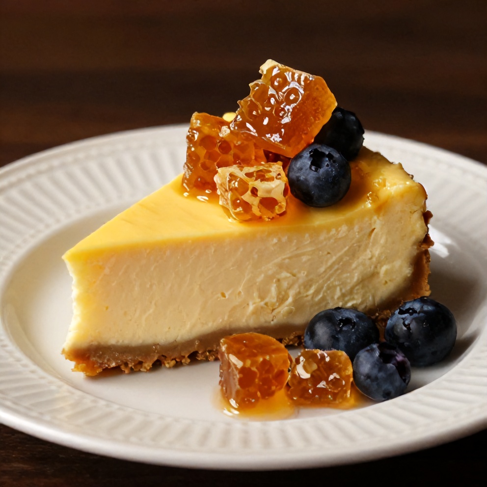 Lemon Lavender Cheesecake with Honeycomb Topping