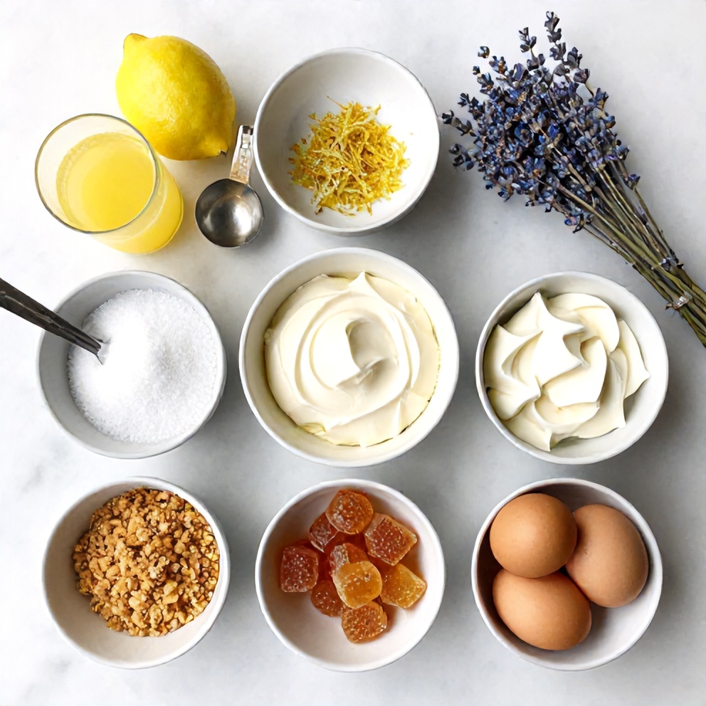 Raw Ingredients for Lemon Lavender Cheesecake