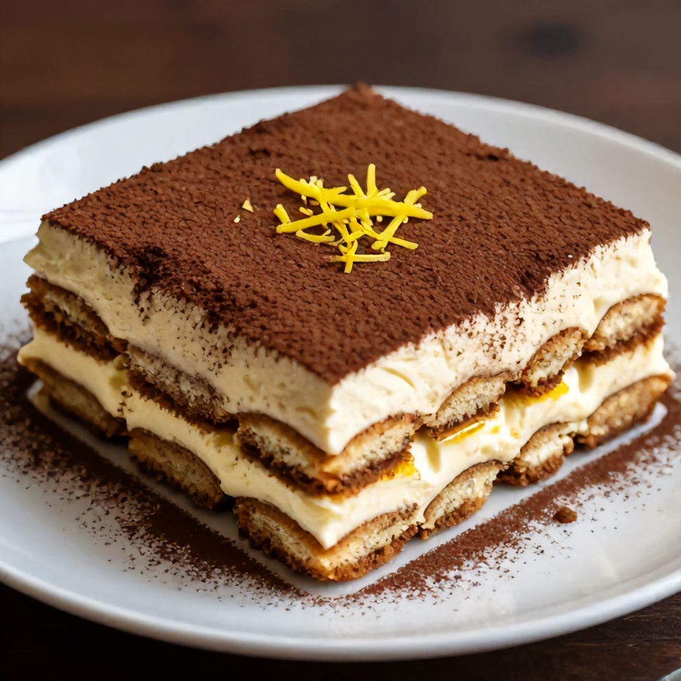 Lemon Tiramisu dessert with lemon zest and ladyfingers
