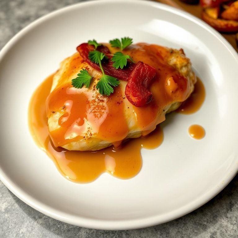 Plated maple bacon chicken with parsley
