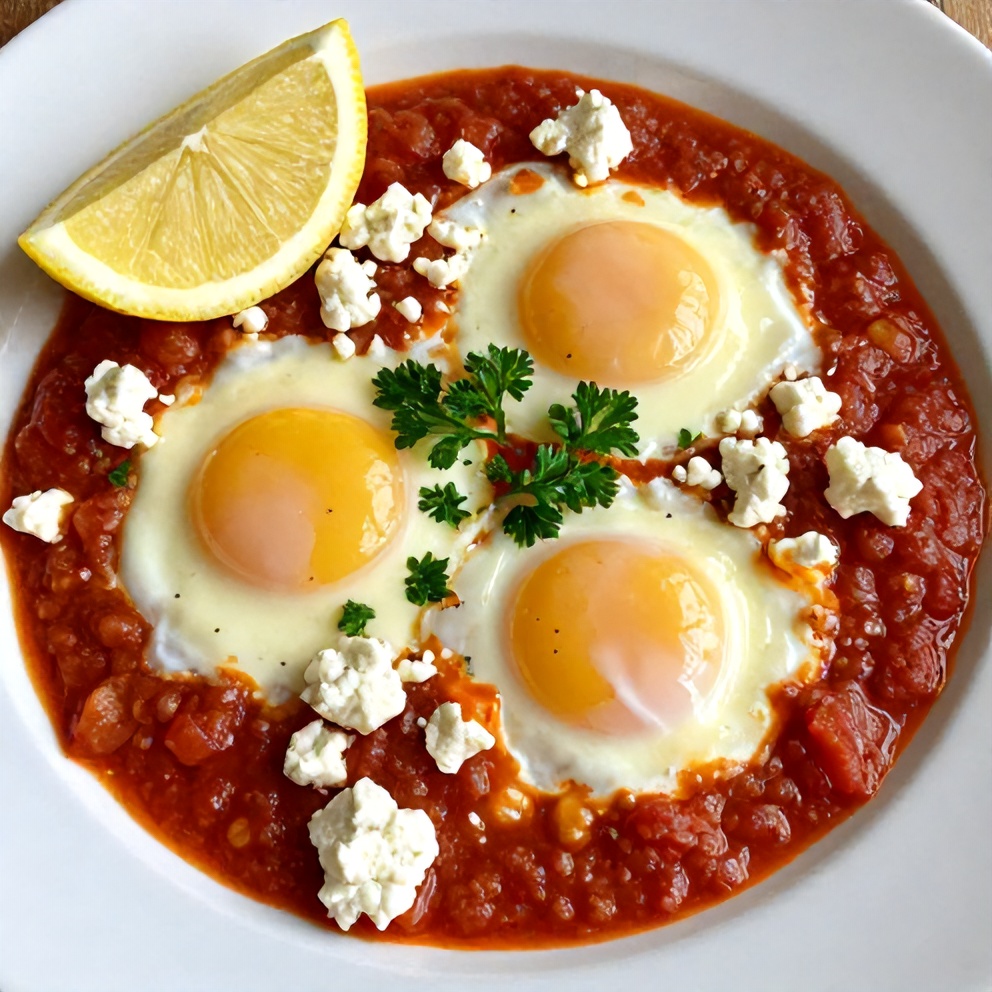 Plated Mediterranean Baked Eggs