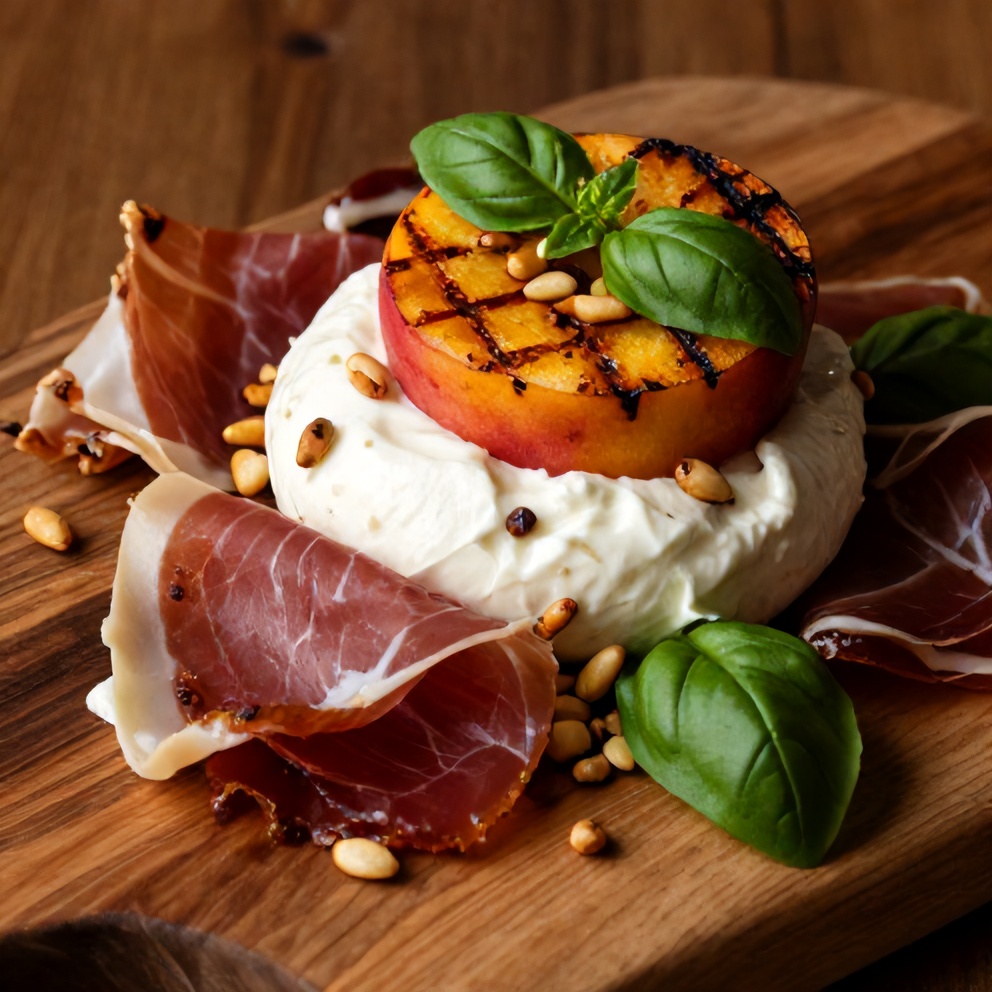 Mediterranean Grilled Peach Salad with Burrata
