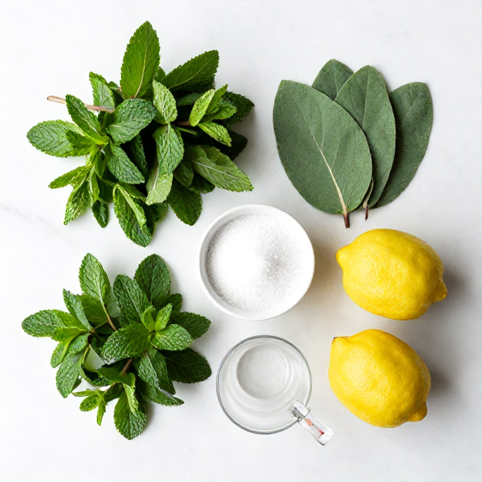 Raw ingredients for Mint and Lemon Verbena Iced Tea