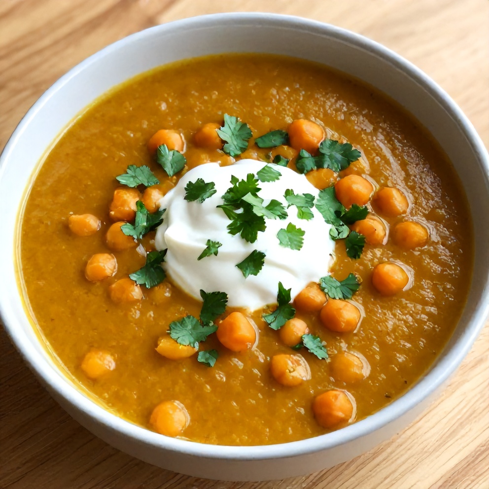 Bowl of Moroccan Sweet Potato and Chickpea Soup