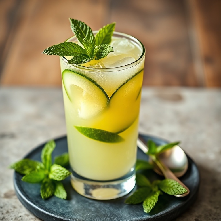 Finished pineapple cucumber agua fresca drink