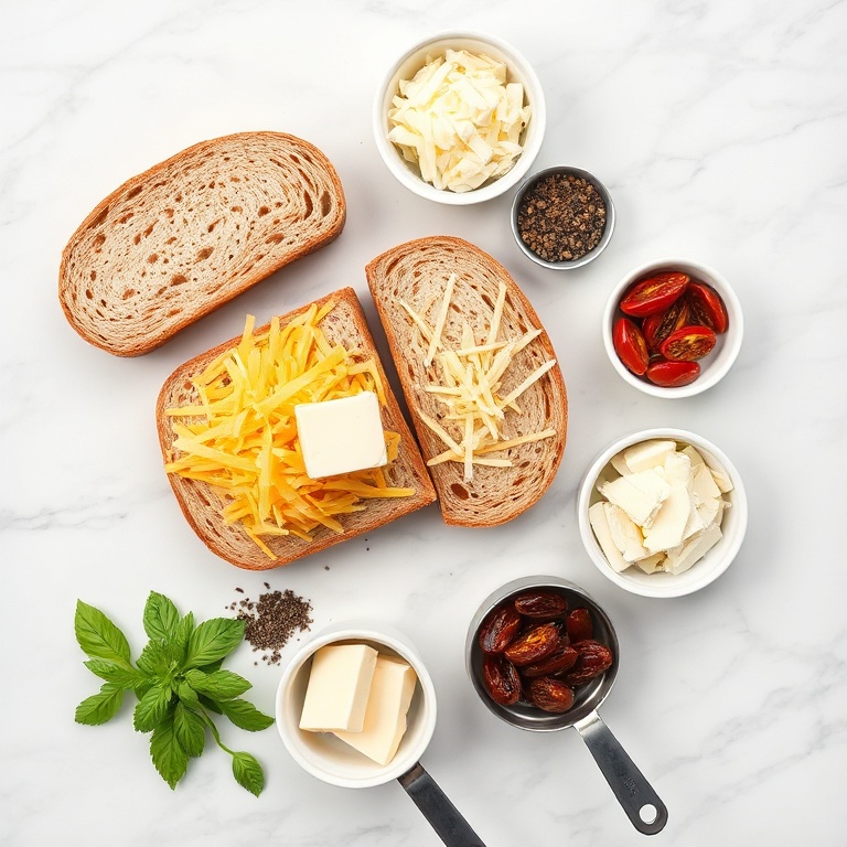 Raw Ingredients for Pizza Grilled Cheese Sandwiches