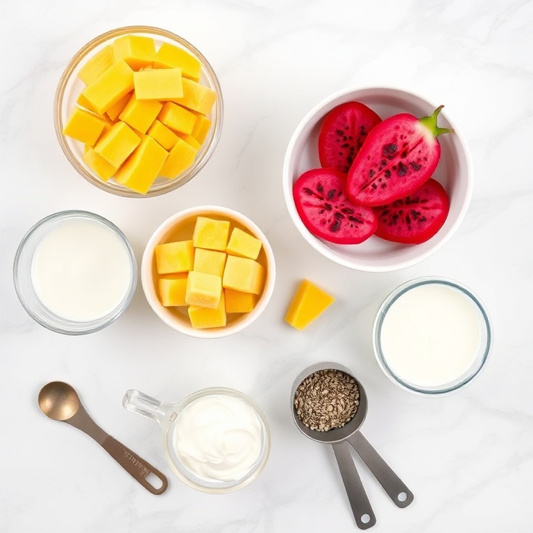 Ingredients for Refreshing Dragon Fruit Smoothie Bowl